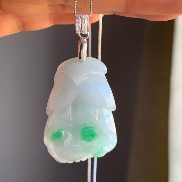 💚JADE Career Luck - Lotus flower Jade Pendant Necklace - Picture 4 of 8